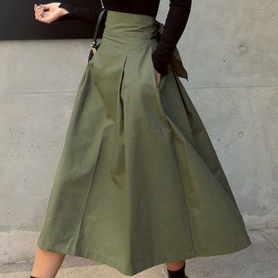 Women's High Waist Midi Skirt