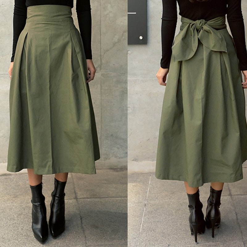 Women's High Waist Midi Skirt