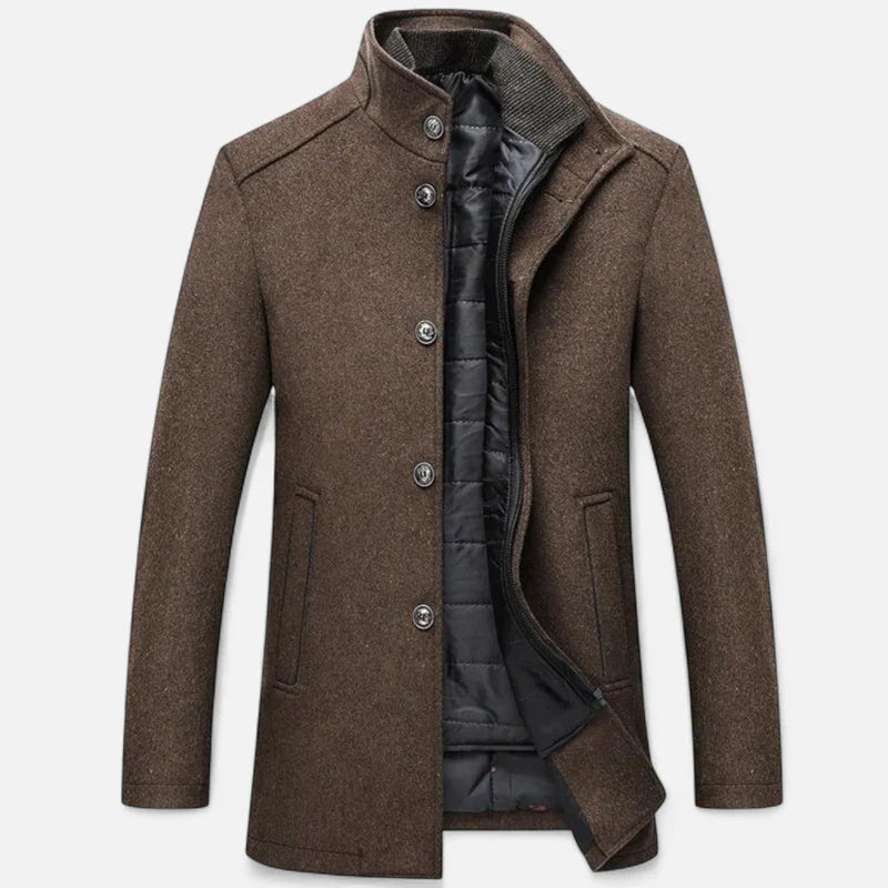 Men’s Long Coat With Inner Vest Panel