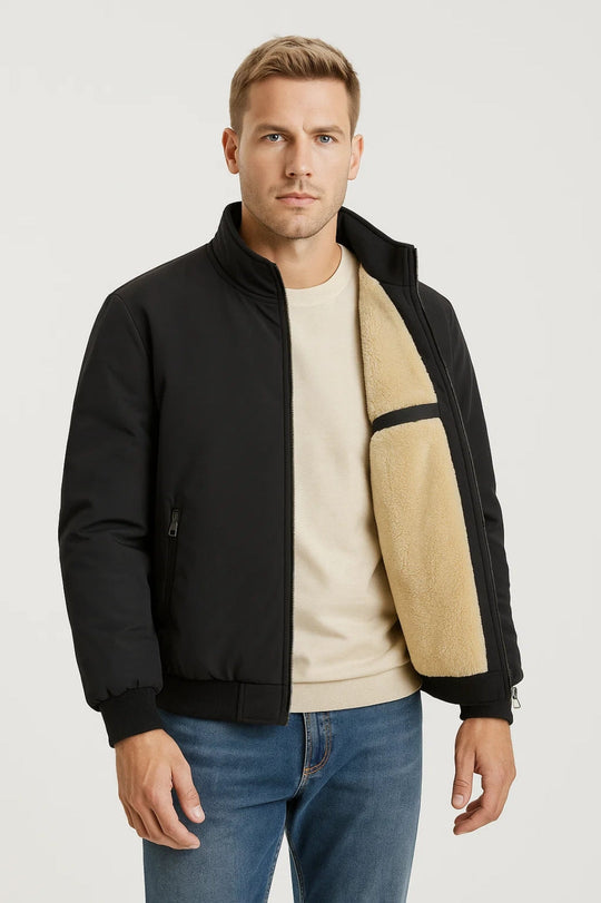 Men’s Bomber Jacket With High Collar And Zip Closure
