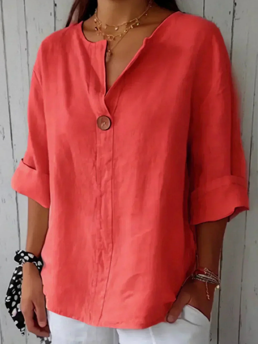 Women's 3/4 Sleeve V-Neck Blouse