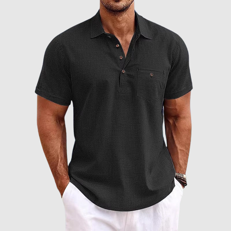 Men's Button Polo Shirt With Side Pocket