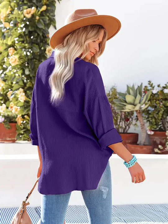 Women's Collared Pocket Blouse