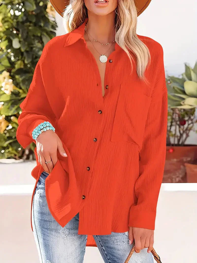 Women's Collared Pocket Blouse