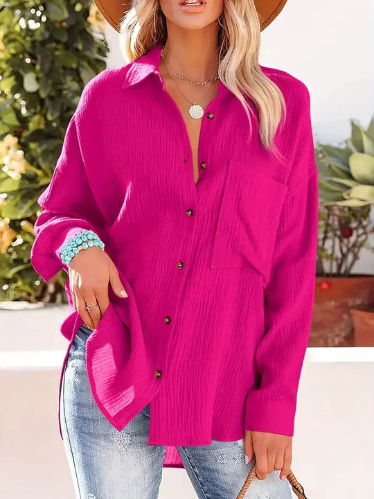 Women's Collared Pocket Blouse