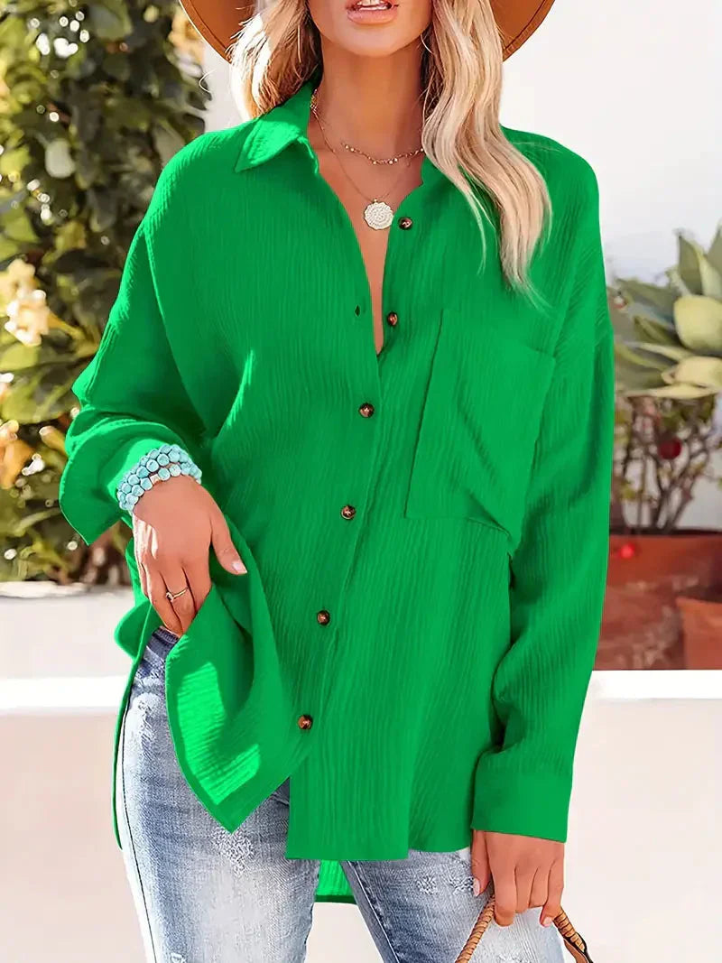 Women's Collared Pocket Blouse