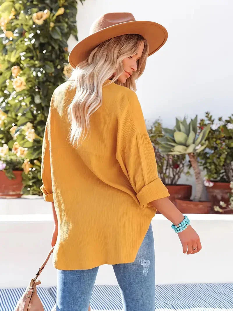 Women's Collared Pocket Blouse