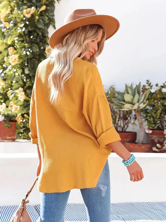 Women's Collared Pocket Blouse