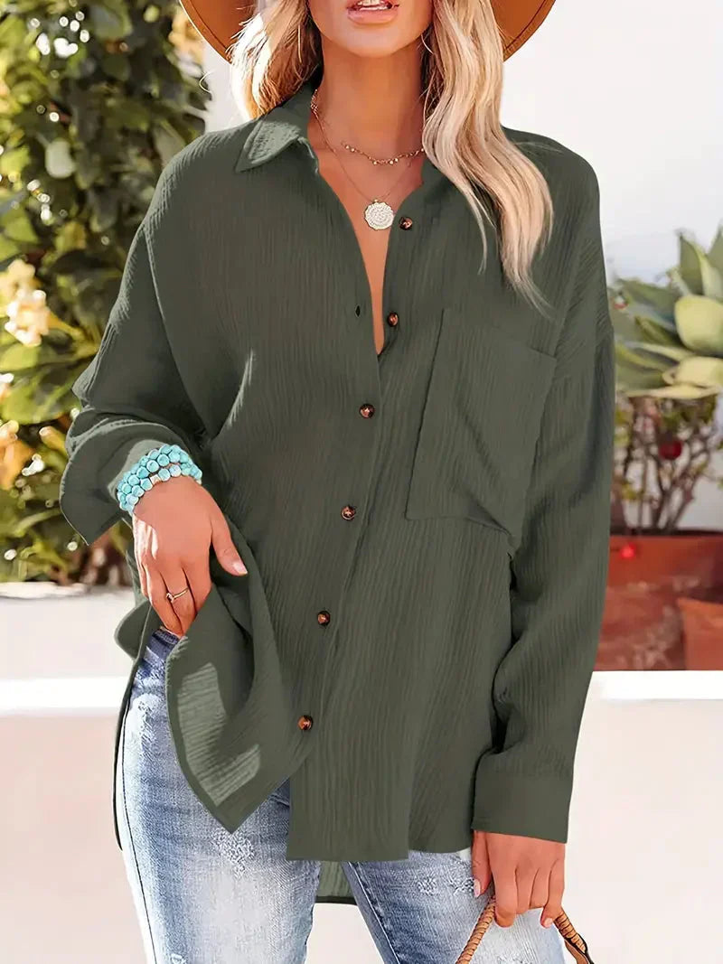 Women's Collared Pocket Blouse