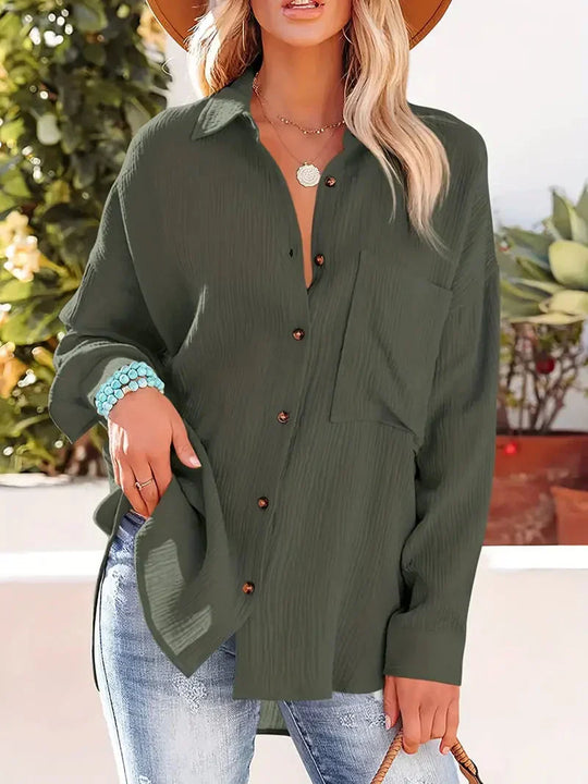 Women's Collared Pocket Blouse