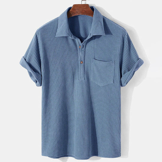 Men's Casual Collared Top With Side Pockets