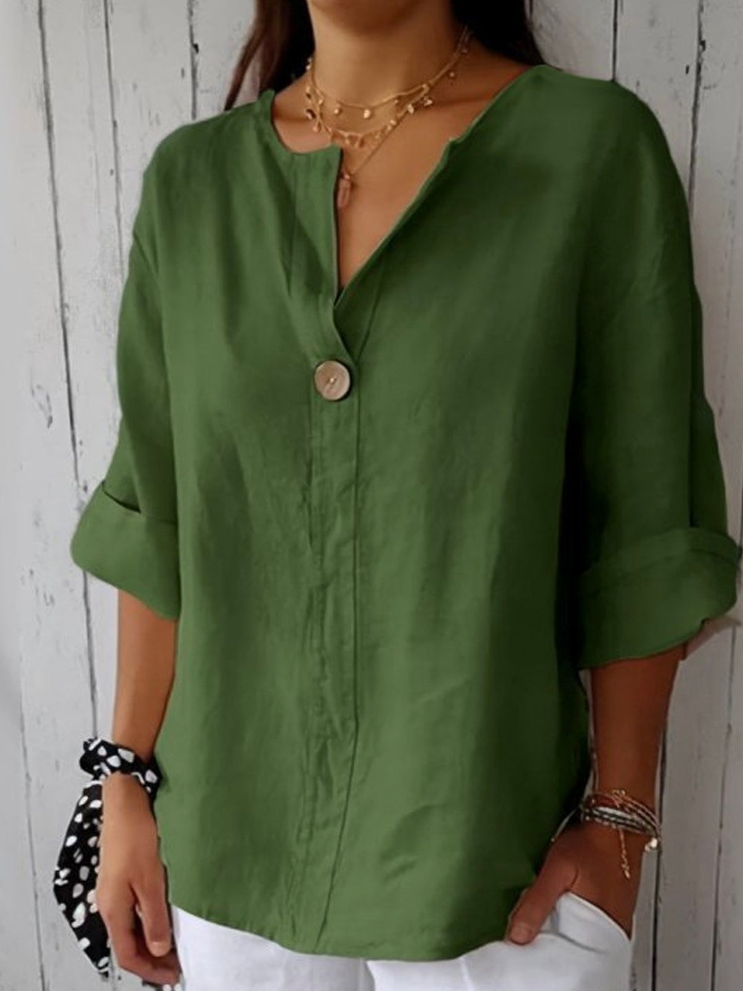 Women's 3/4 Sleeve V-Neck Blouse
