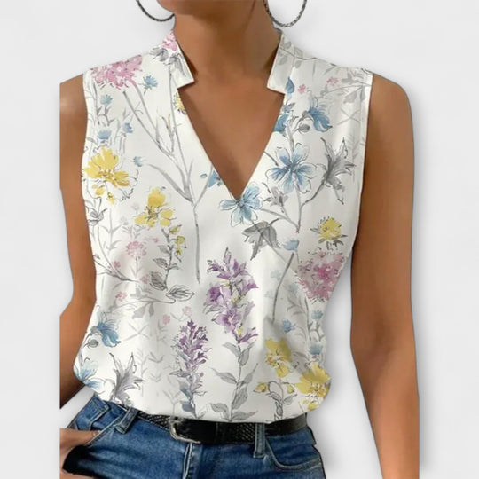 Sofia | Wrap Sleeveless Collared Blouse