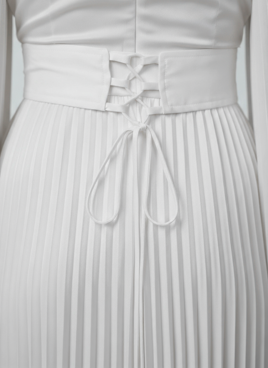 Women's Pleated Long Sleeve Maxi Wedding Guest Dress