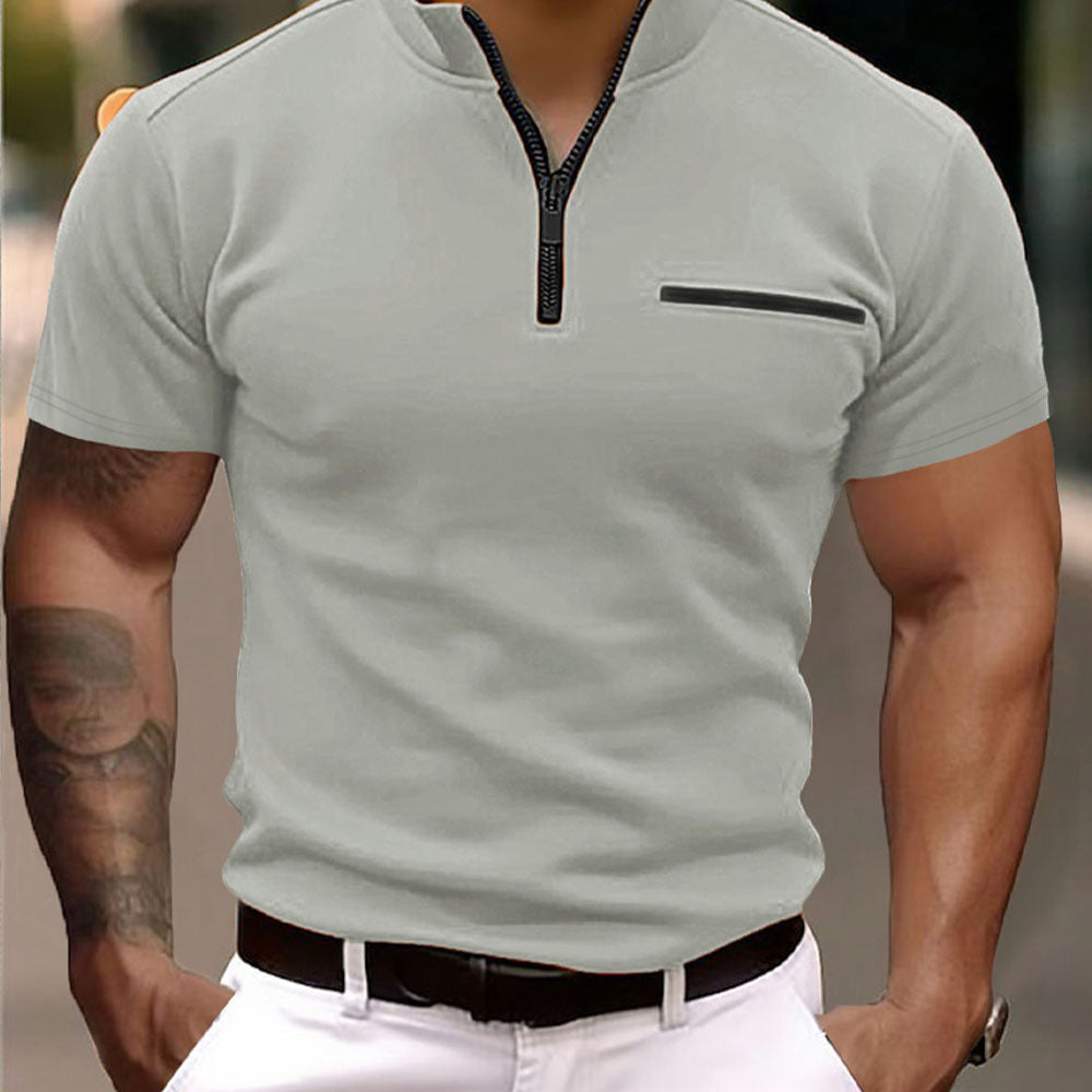 Men's Zip-Up T-Shirt With Side Pocket