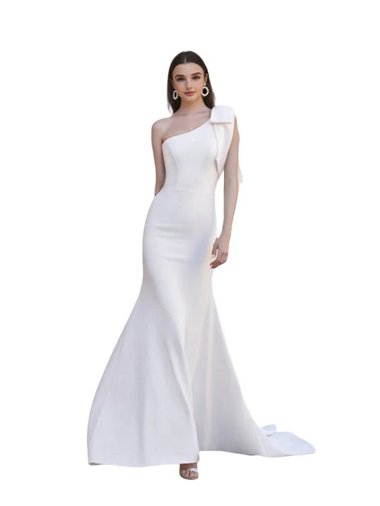 Women's One Shoulder Mermaid Maxi Wedding Dress