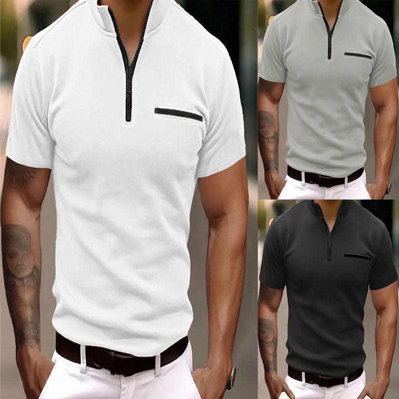 Men's Zip-Up T-Shirt With Side Pocket