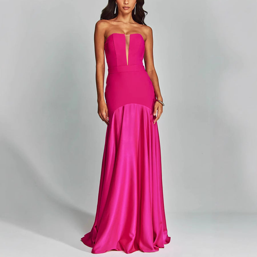 Women's Strapless Wedding Guest Maxi Dress
