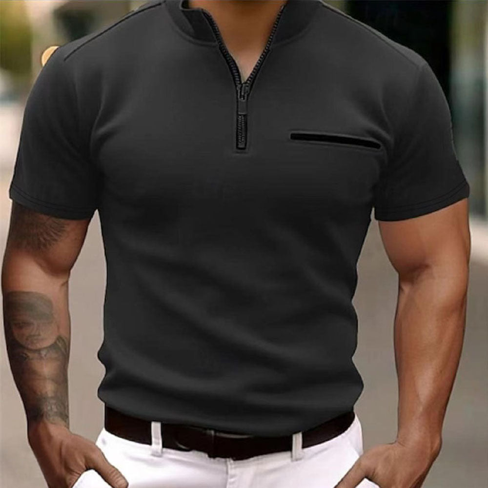 Men's Zip-Up T-Shirt With Side Pocket