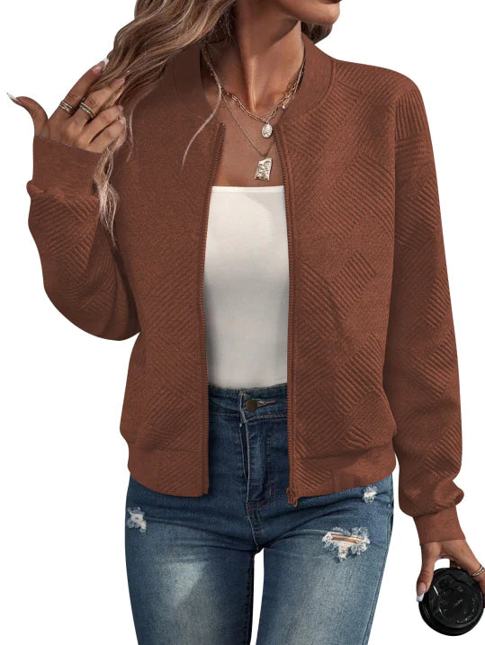 Women's Casual Zipper Bomber Jacket
