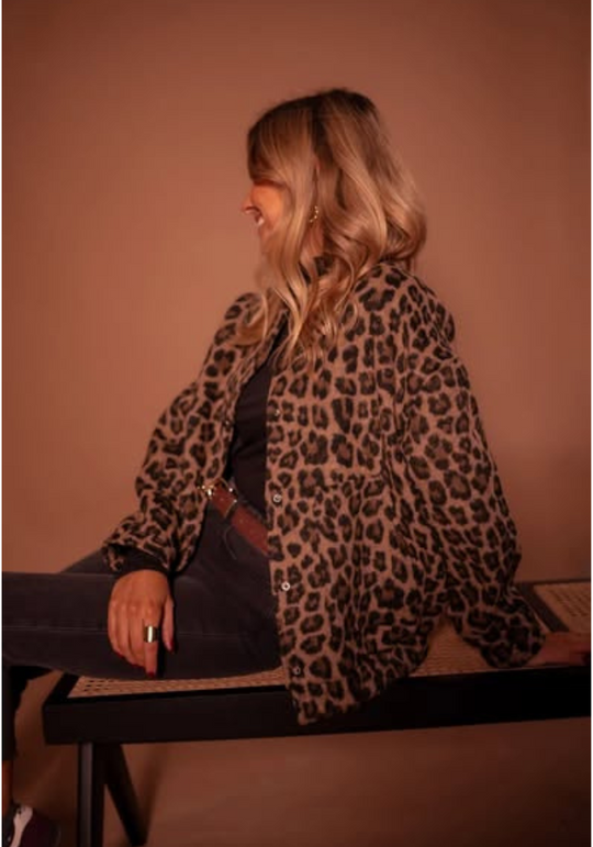 Women's Leopard Button Bomber Jacket
