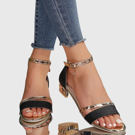 Orthopedic heeled sandals for women featuring an adjustable closure, ergonomic breathable design, and a comfortable 5cm heel height. 1