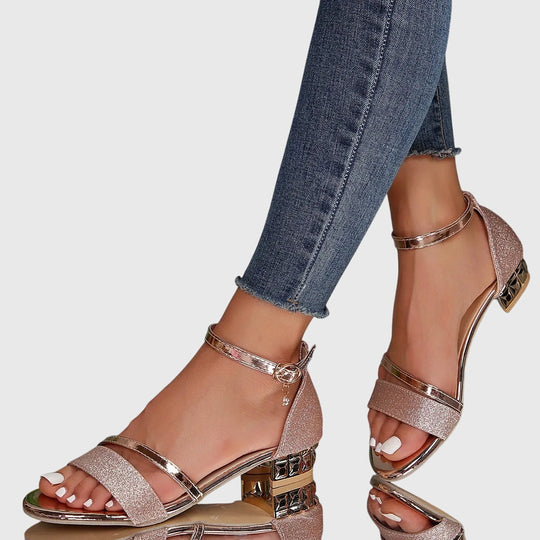 Orthopedic heeled sandals for women featuring an adjustable closure, ergonomic breathable design, and a comfortable 5cm heel height. 4