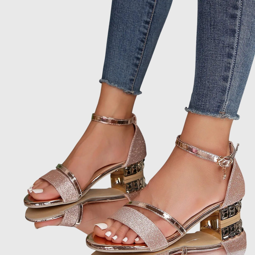 Orthopedic heeled sandals for women featuring an adjustable closure, ergonomic breathable design, and a comfortable 5cm heel height. 5