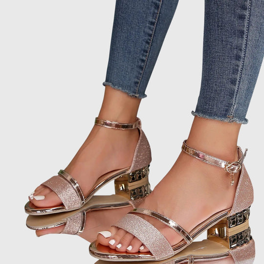 Orthopedic heeled sandals for women featuring an adjustable closure, ergonomic breathable design, and a comfortable 5cm heel height. 5