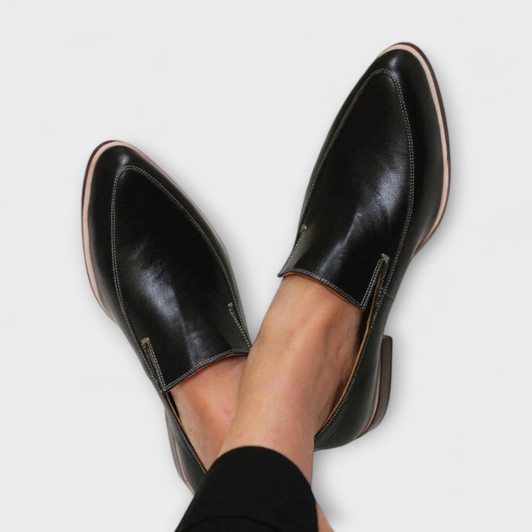 Orthopedic loafers for women featuring a classic leather design, available in multiple colors, providing all-day comfort and support. 0
