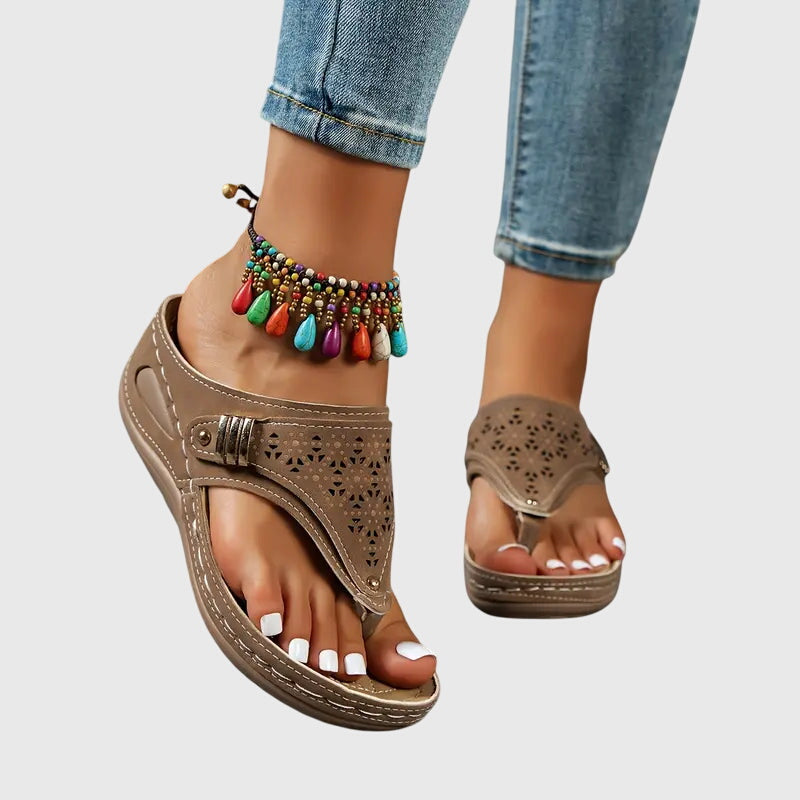 Orthopedic sandals for women featuring a shock-absorbing sole and a convenient slip-on design, providing ergonomic support and ultimate comfort for all-day wear. 5