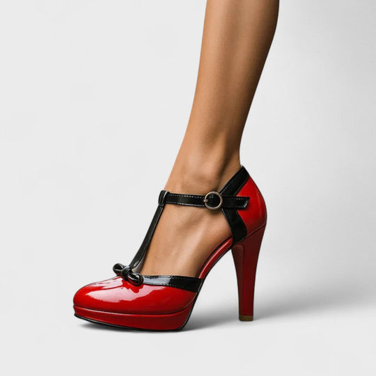 Orthopedic women's heels featuring a padded insole and solid heel, designed for comfort and style in modern elegant synthetic leather. 4