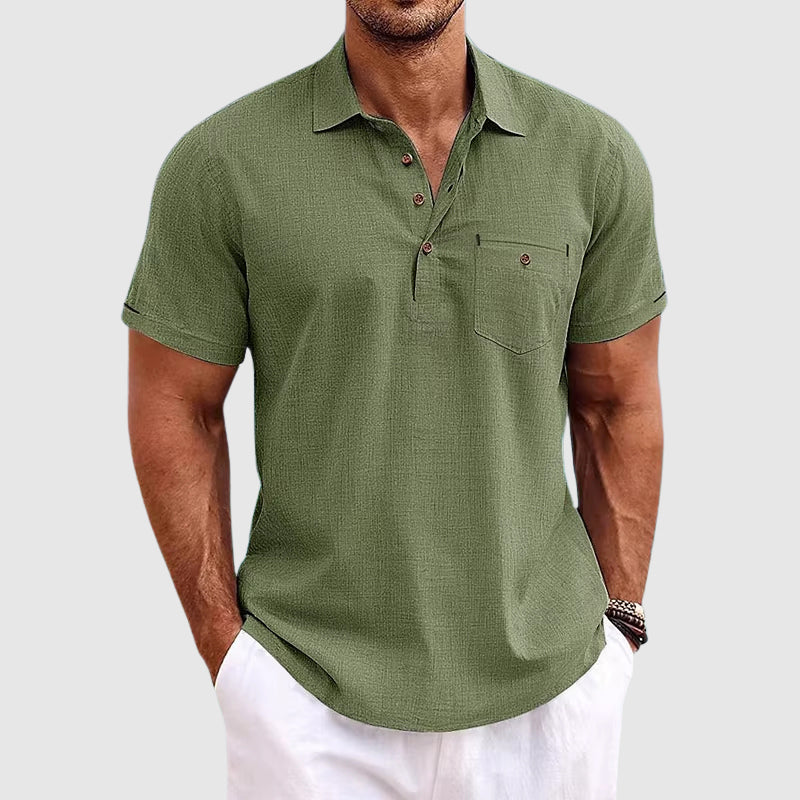 Men's Button Polo Shirt With Side Pocket