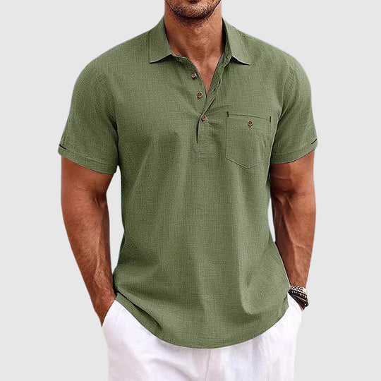 Men's Button Polo Shirt With Side Pocket
