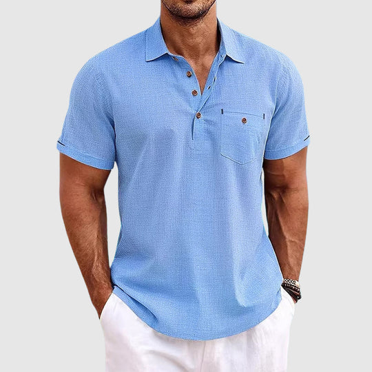 Men's Button Polo Shirt With Side Pocket