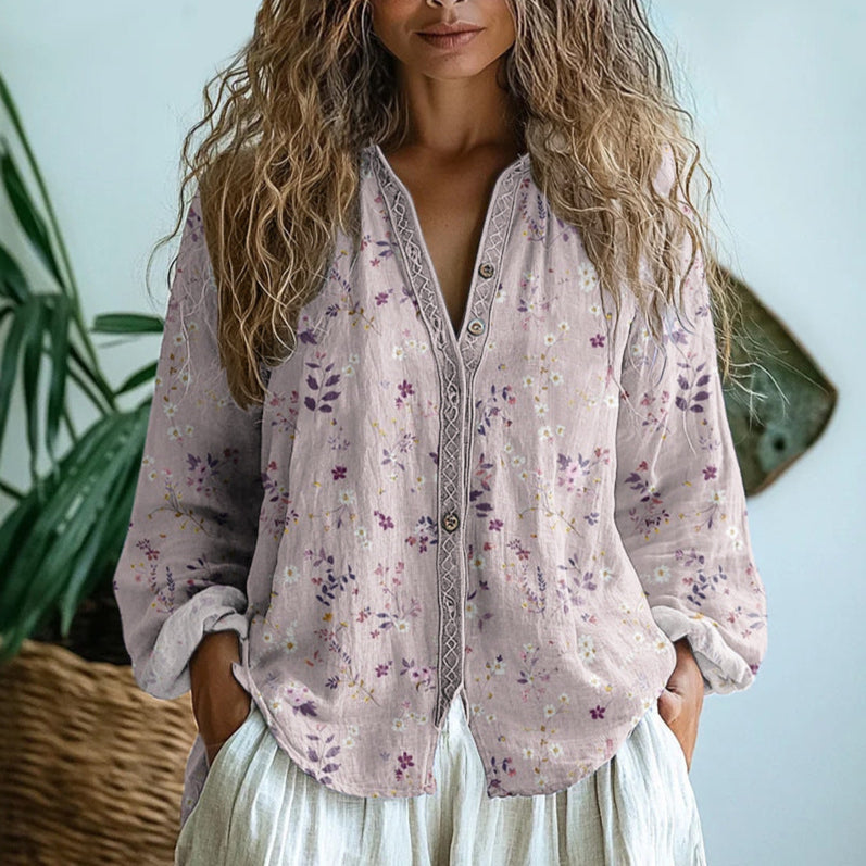Charlotte | Three-Quarter Sleeve Nature Print Blouse