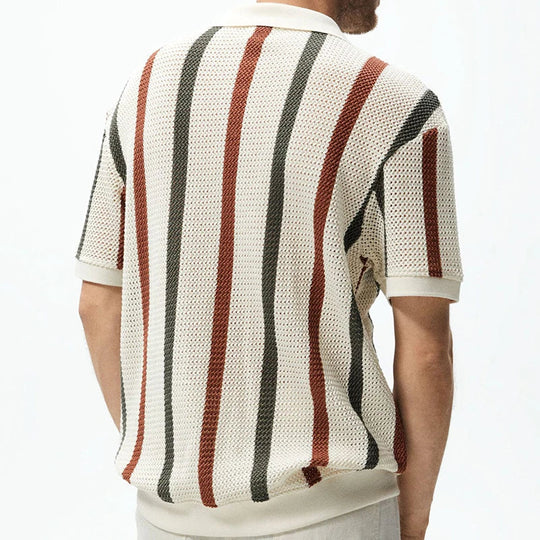 Men's Striped Collared Polo Shirt