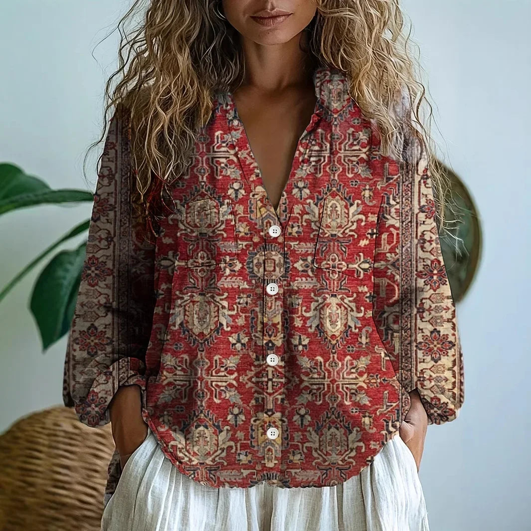 Charlotte | Three-Quarter Sleeve Nature Print Blouse