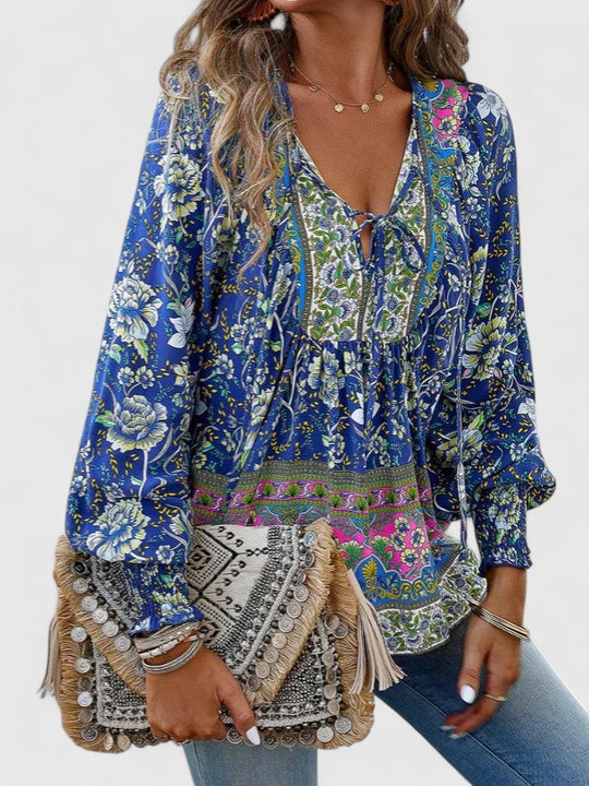 Scarlett | Puff Sleeve Floral Boho Print Blouse
