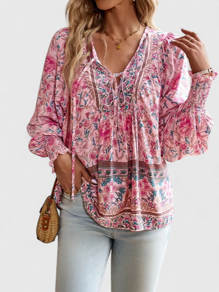 Scarlett | Puff Sleeve Floral Boho Print Blouse