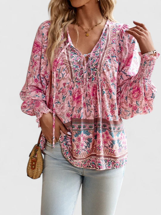 Scarlett | Puff Sleeve Floral Boho Print Blouse