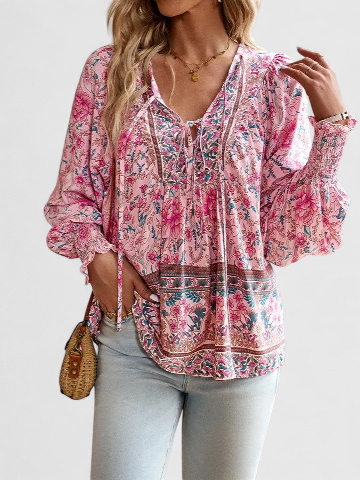 Scarlett | Puff Sleeve Floral Boho Print Blouse
