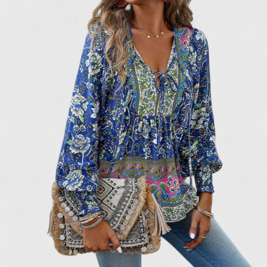 Scarlett | Puff Sleeve Floral Boho Print Blouse