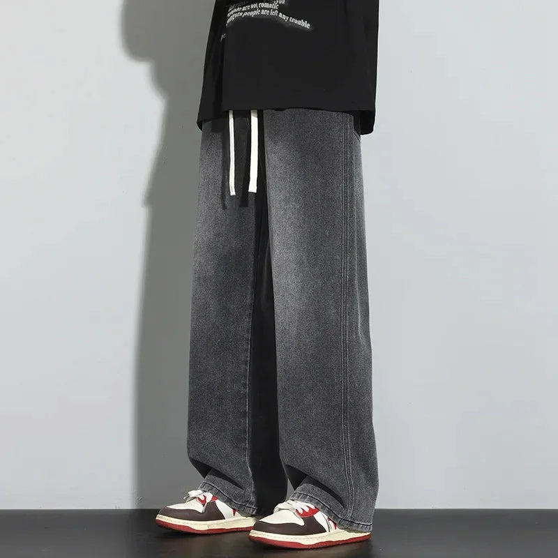 Men's Adjustable Drawstring Baggy Jeans