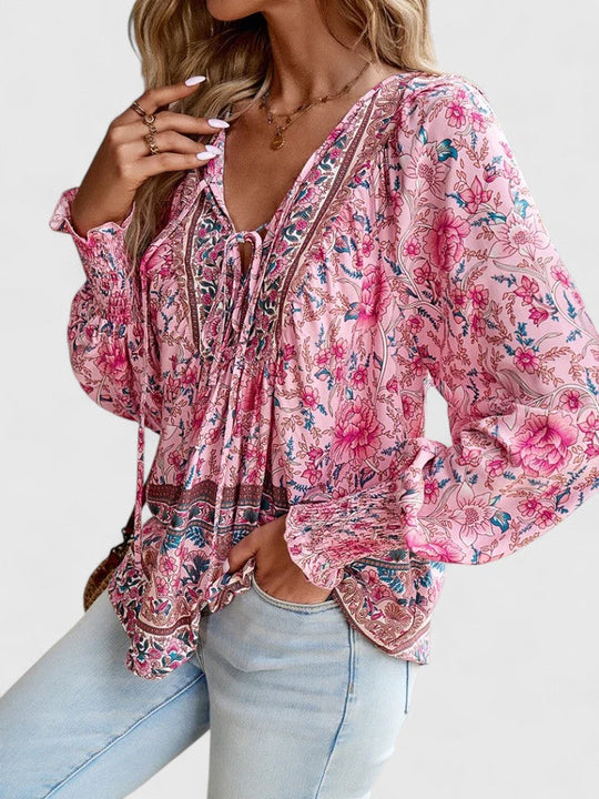 Scarlett | Puff Sleeve Floral Boho Print Blouse