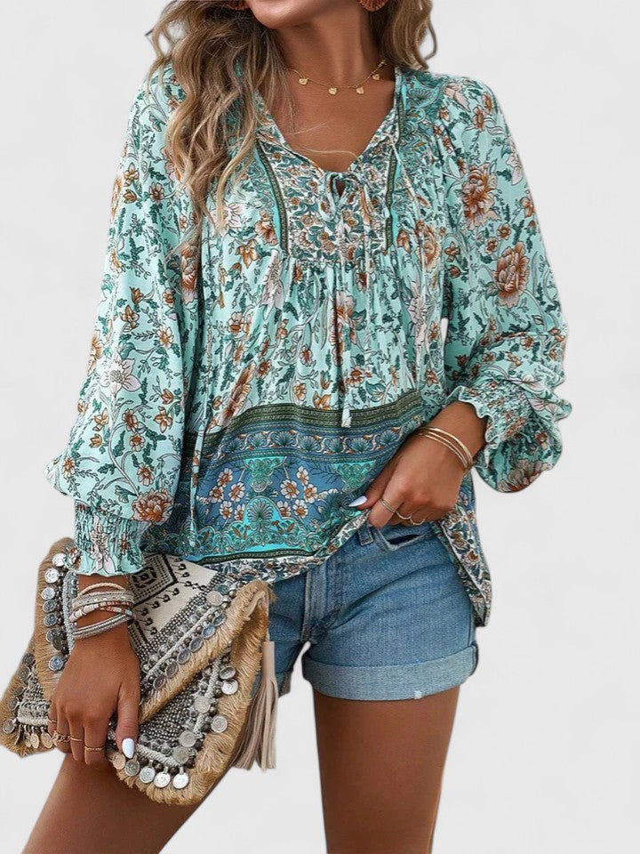 Scarlett | Puff Sleeve Floral Boho Print Blouse