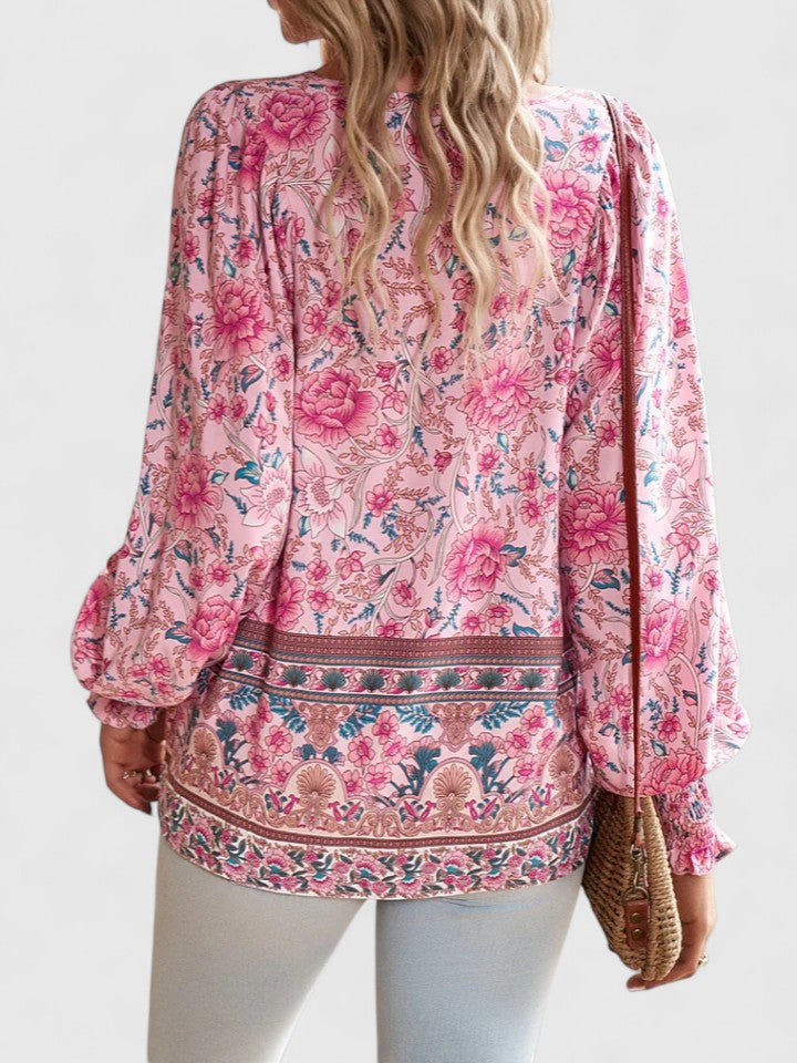 Scarlett | Puff Sleeve Floral Boho Print Blouse