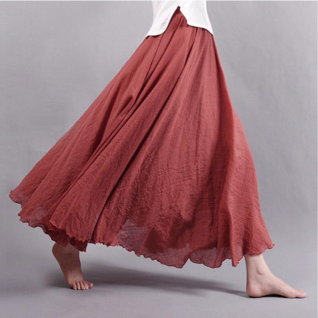 Women's High Waist Flowing Maxi Skirt