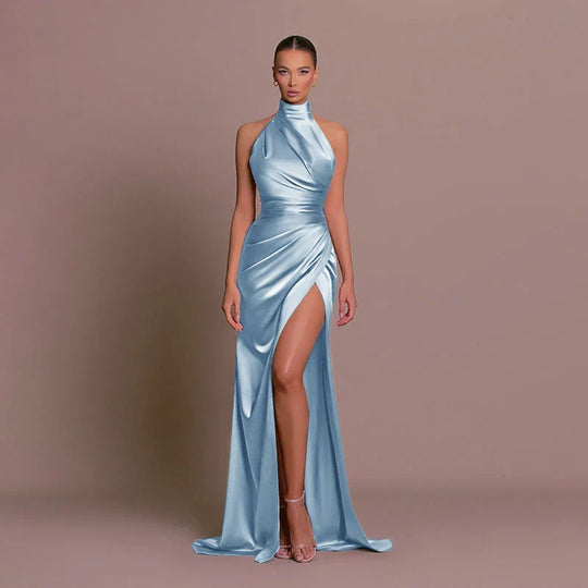 Women's Halter Neck Wedding Guest Maxi Dress