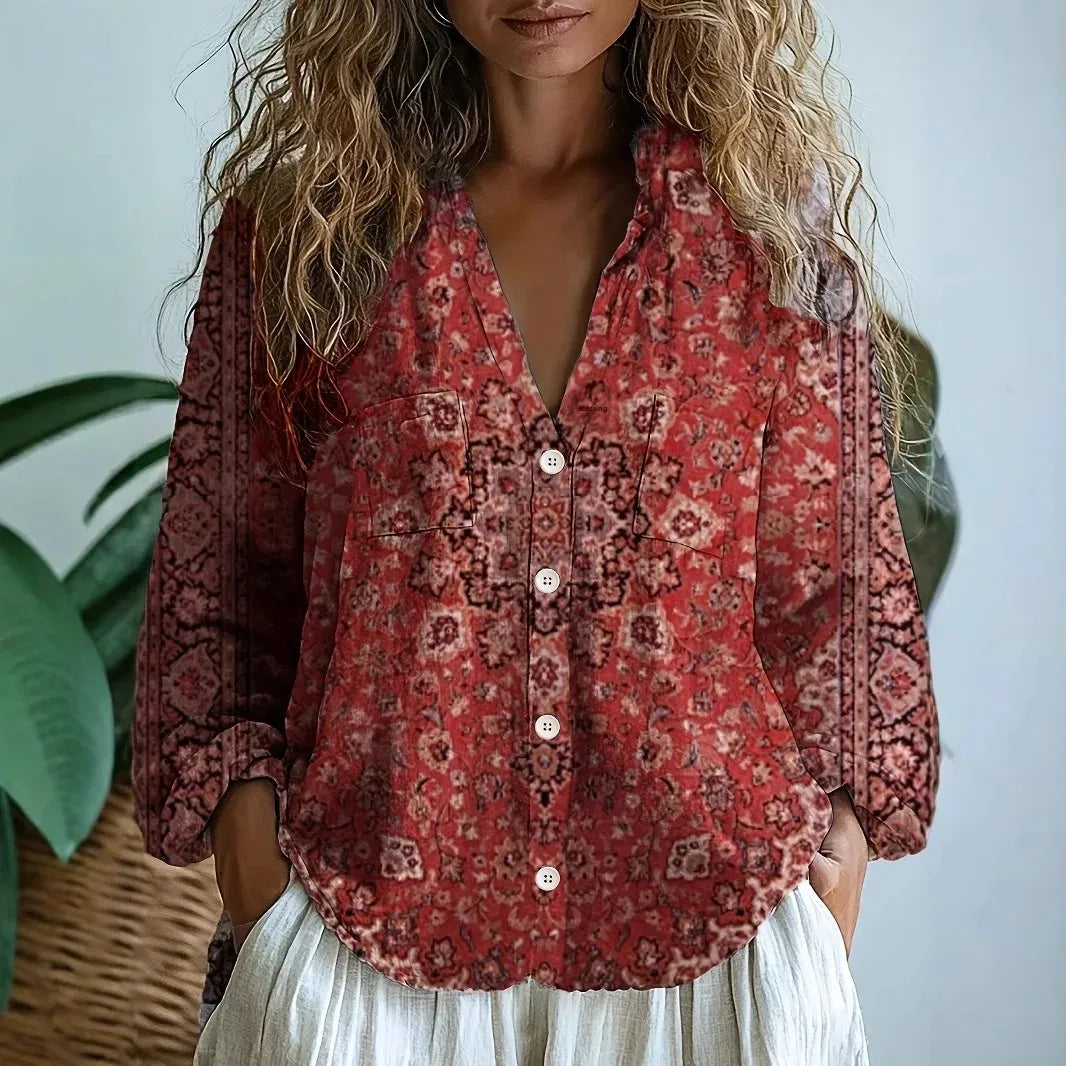 Charlotte | Three-Quarter Sleeve Nature Print Blouse